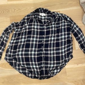 Navy, pink and white flannel